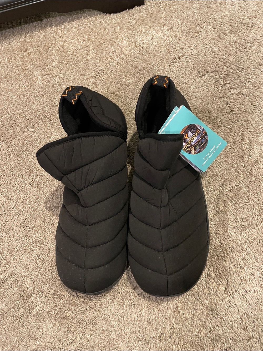 Rockdove Puffer Quilted Black Slip-On Booties